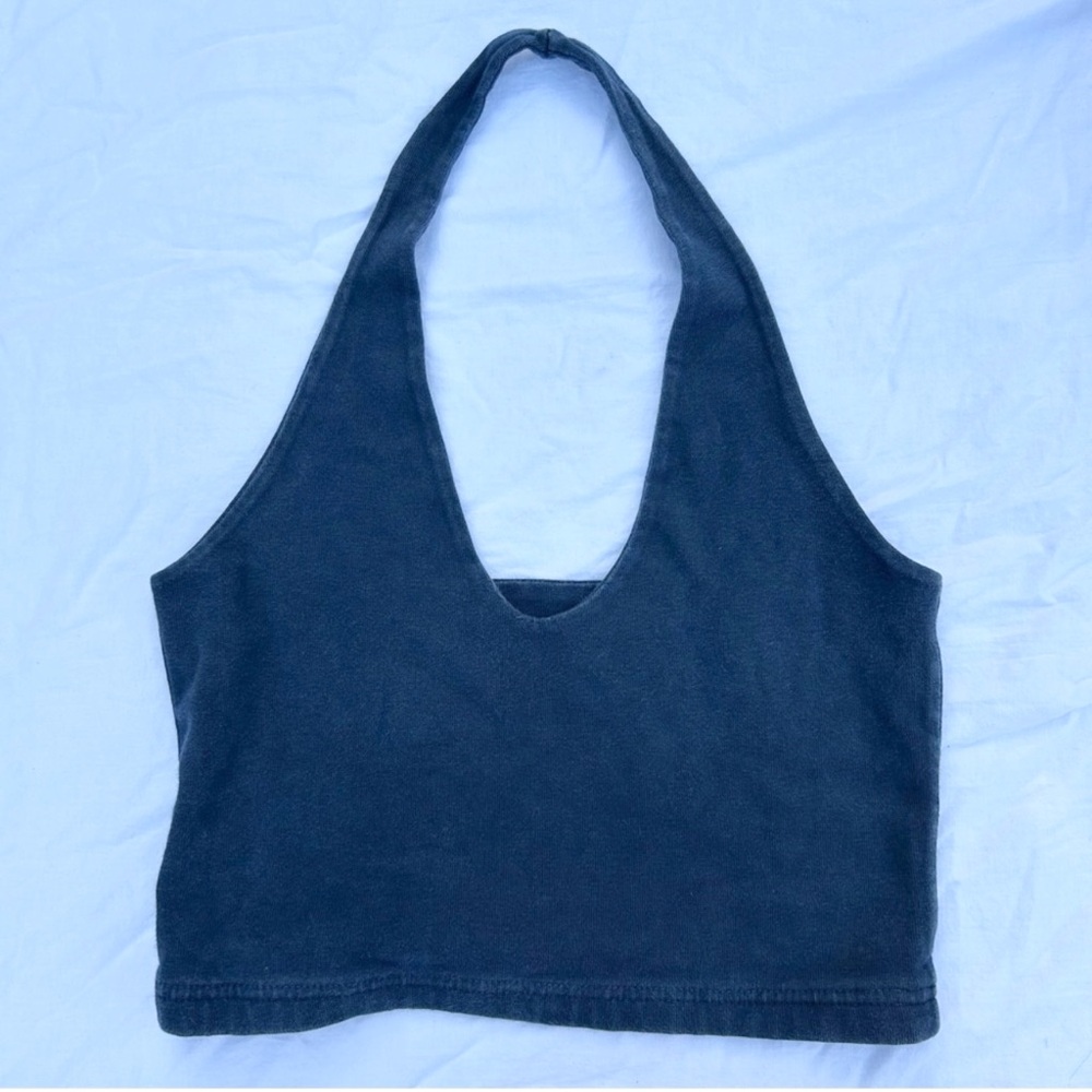 Brandy Melville Navy Halter Crop Top, Y2K Streetwear Summer Bralette